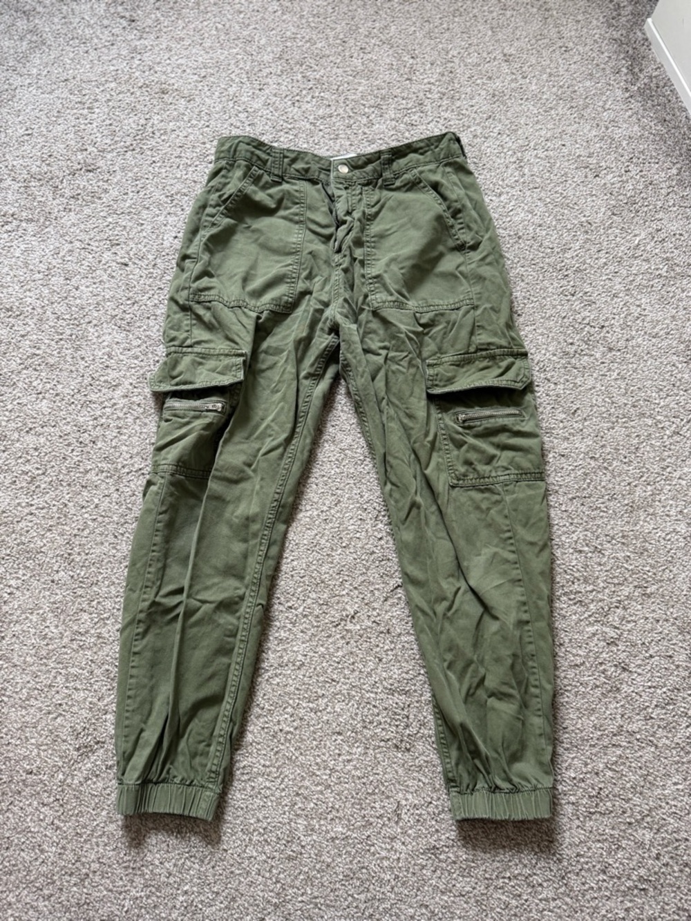 Zara Olive Cargo Jogger Pants